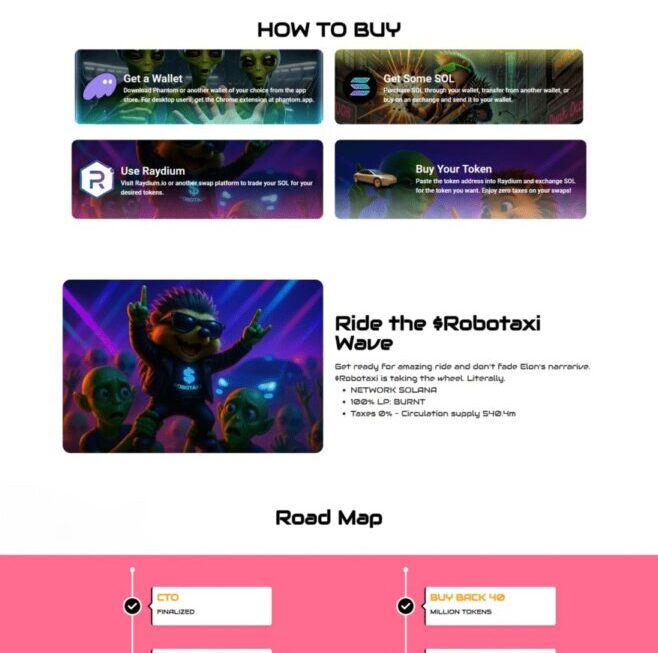 A futuristic and intuitive web design crafted for the next-generation Robotaxi experience.